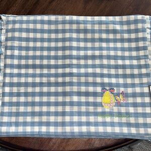 Set (4) Custom Easter 14” by 19” Cotton Easter Blue Gingham Placemats